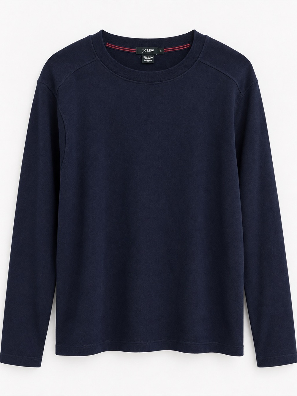 J.Crew Size S Navy 100% Cotton Long Sleeve Crewneck Pullover Top